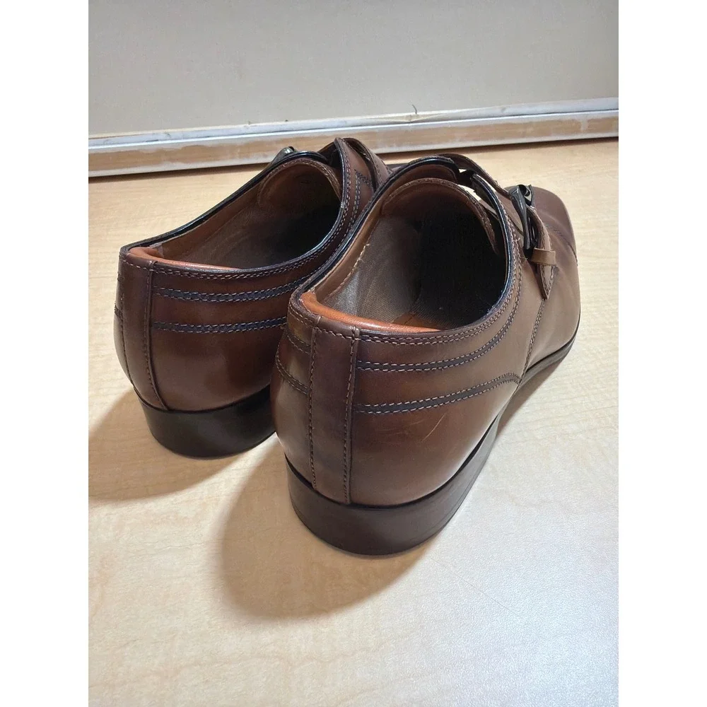 Steve Madden Covet Brown Leather Monk Strap Cap Toe Dress Shoes Mens 10 COVE02M1